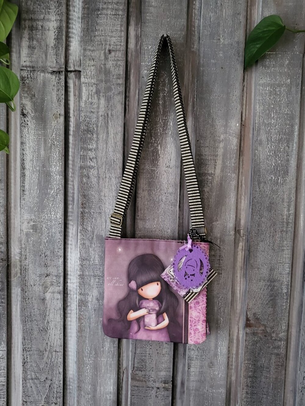 NWT SANTORO London Gorjuss "We Can All Shine" Crossbody Bag Purple Whimsical